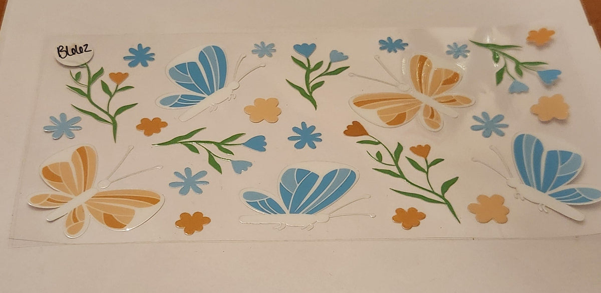 UVDTF 16oz Cup Wrap- Flowers & Butterflies