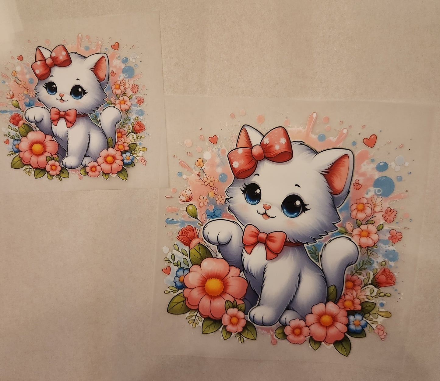 Child Size & Pocket Heat Transfer- White Cat