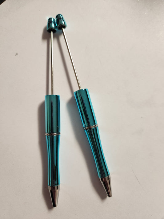 Beadable Pen Blanks- Blue Chrome