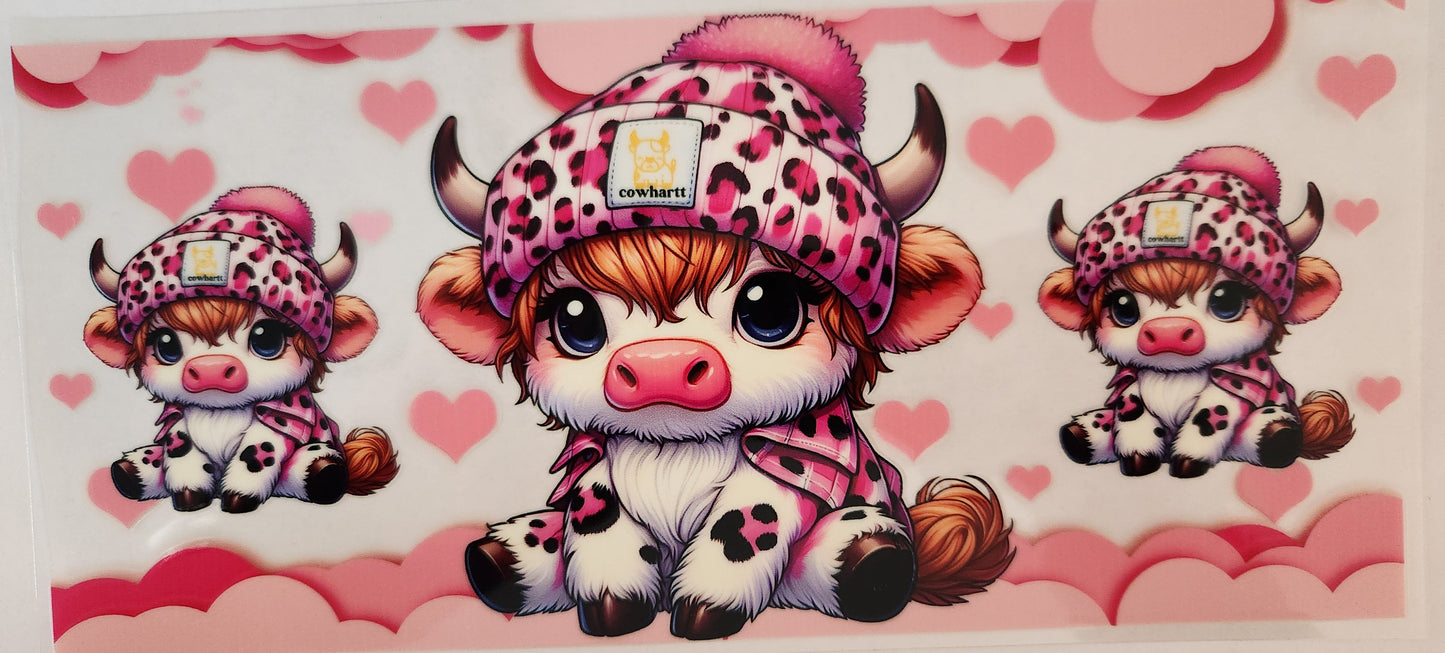 UVDTF 16oz Wrap- Cute Cow Pink Hat
