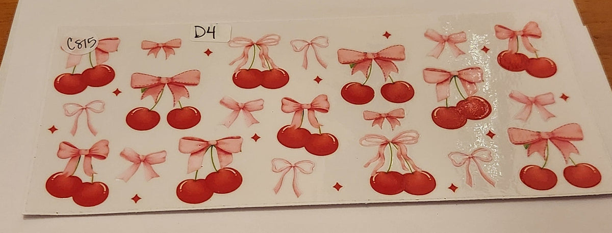 UVDTF 16oz Cup Wrap- Cherries & Bows
