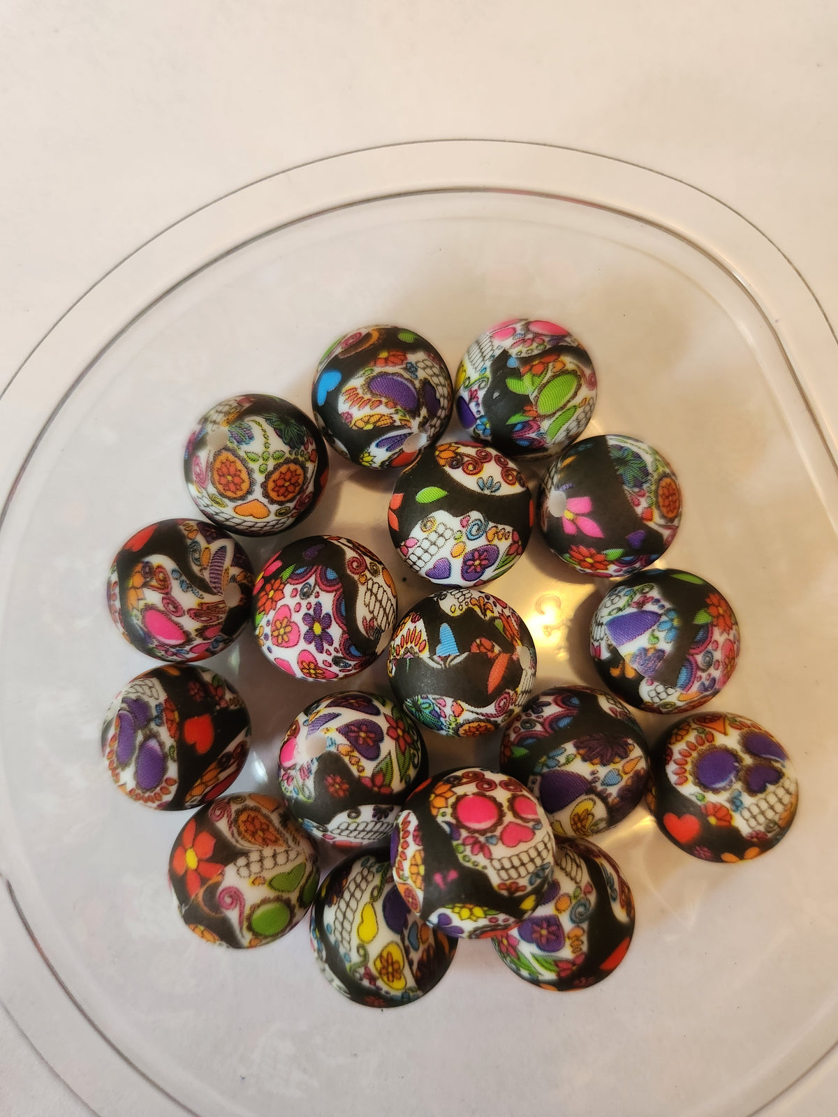 15mm Printed Silicone Beads-Sugar Skulls