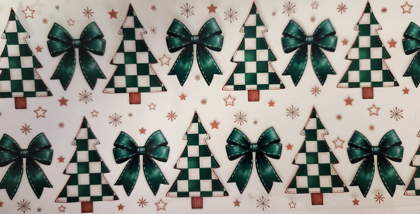 UVDTF 16oz Wrap- Checkered Christmas Trees