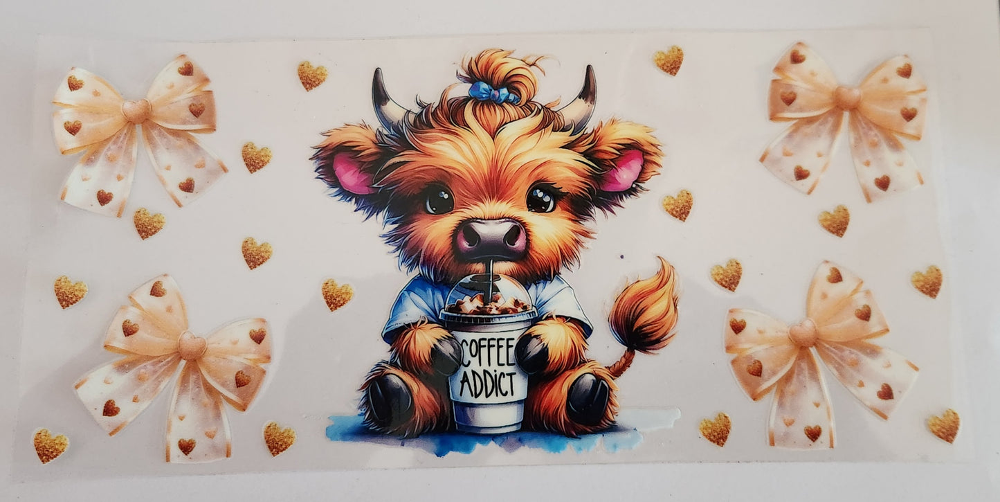 UVDTF Wrap 16oz- Coffee Addict Cow