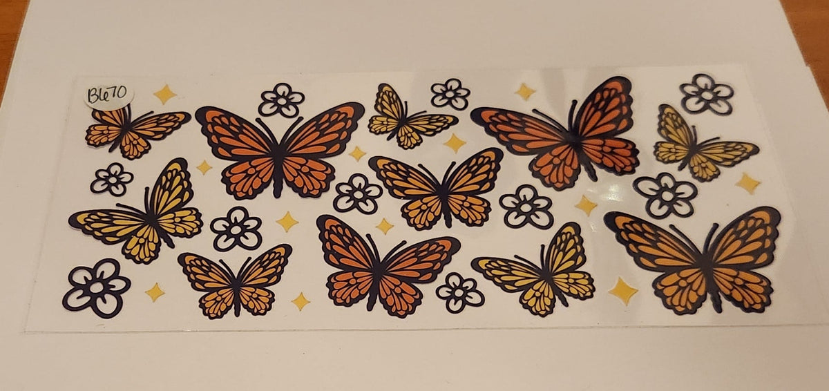 UVDTF 16oz Cup Wrap- Orange Butterflies