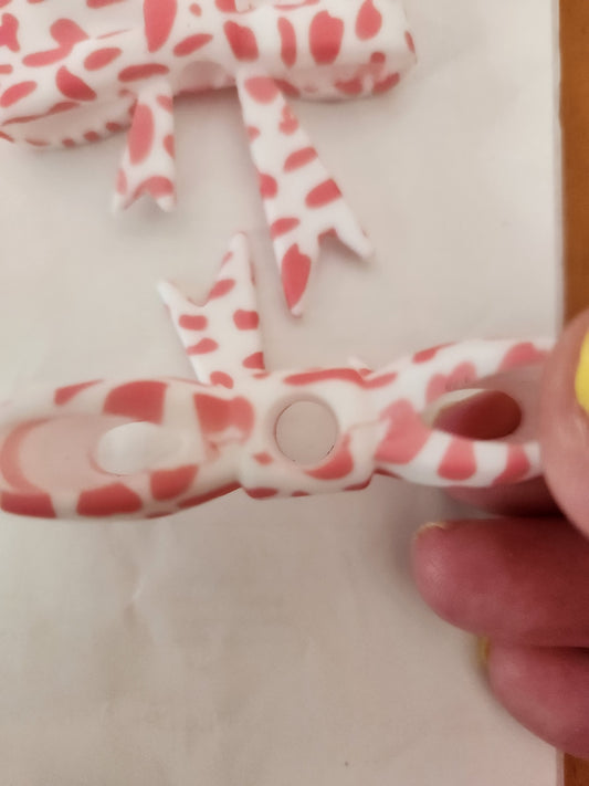 Silicone Large Bow - Pink Cow Print