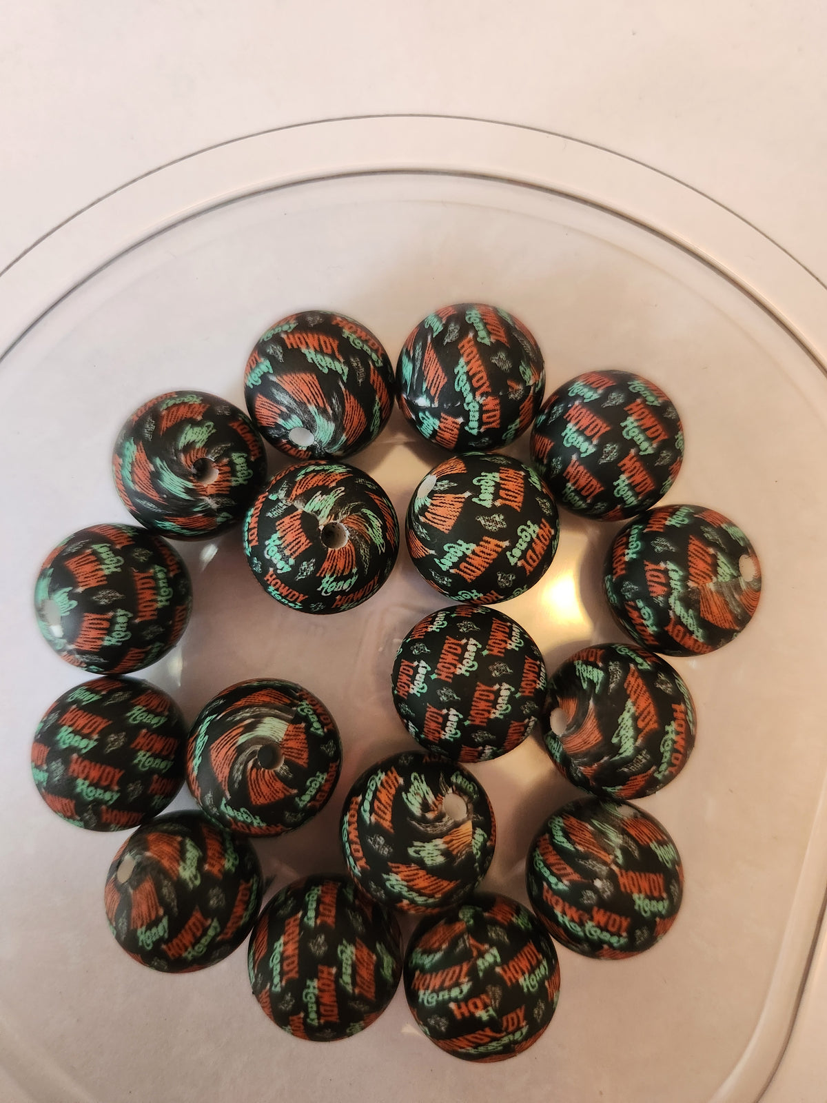 15mm Printed Silicone Beads- Howdy Honey