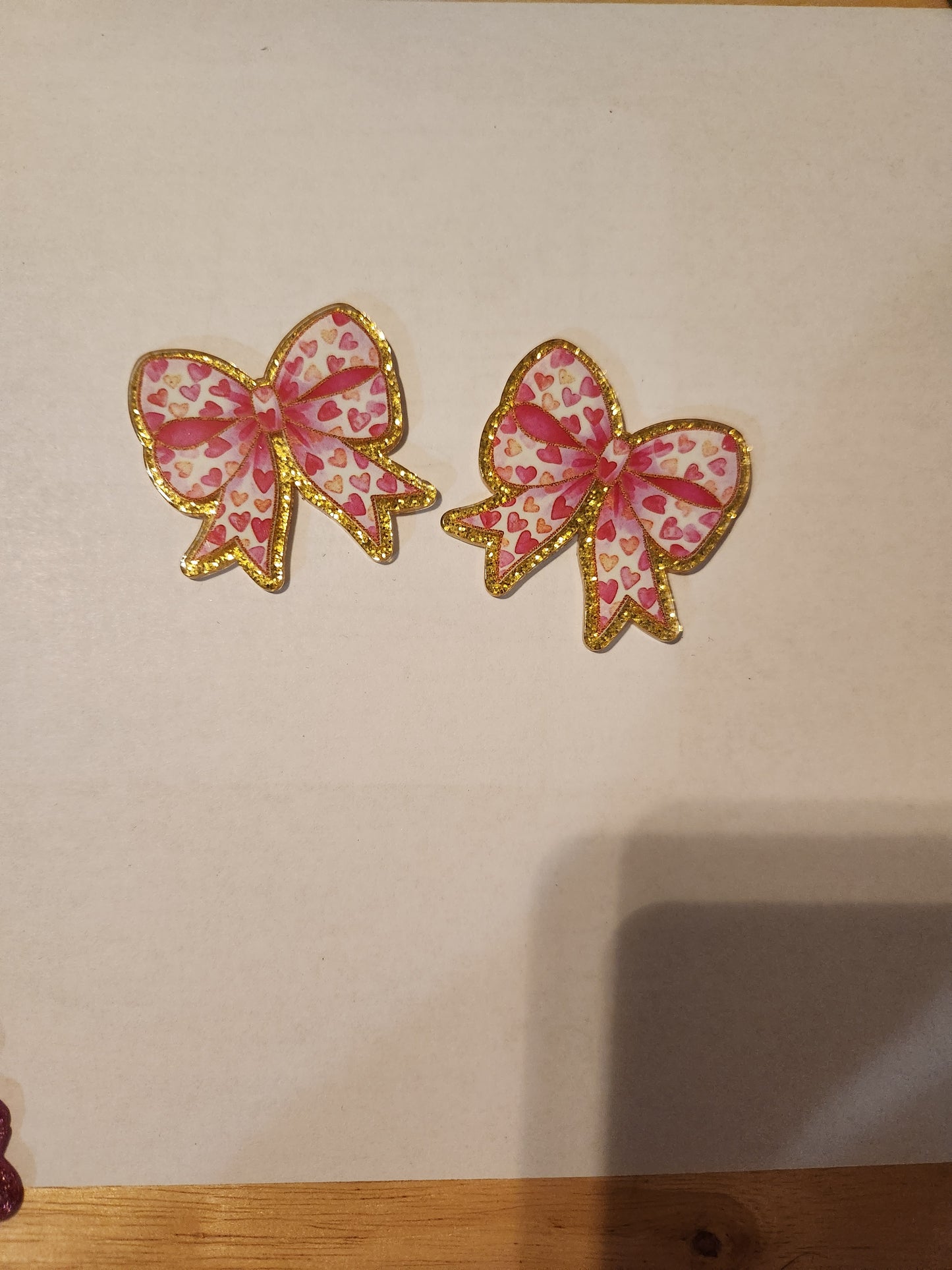 Flat Back Acrylic- Heart Bow