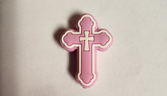 2D Silicone Focal- Pink Cross