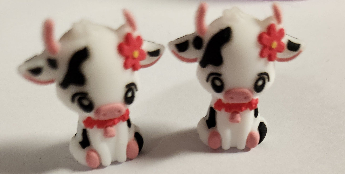 3D Silicone Focal- Pink Accent Cow