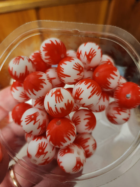 15mm Printed Silicone Beads- True Crime