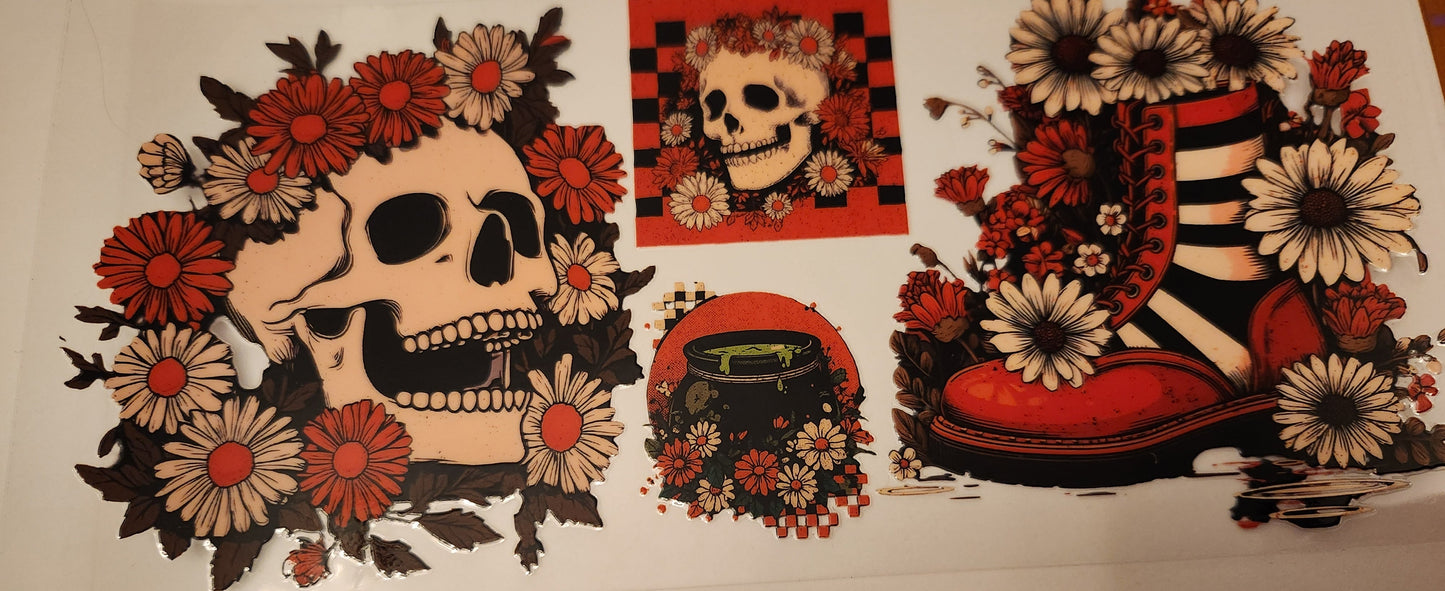 UVDTF Wrap- 16oz Skulls & Flowers