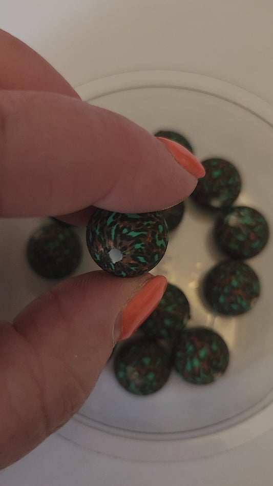 15mm Printed Silicone Beads- Leopard Print