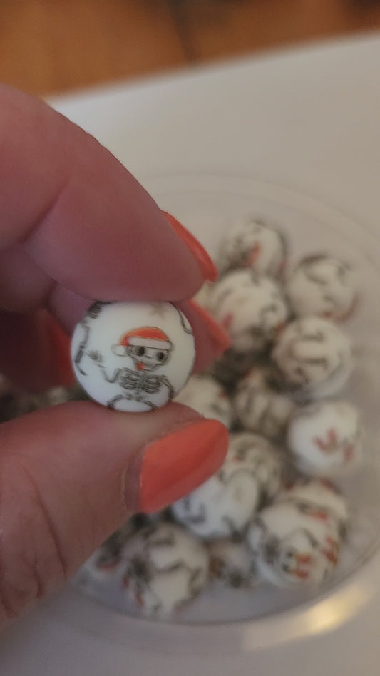 15mm Printed Silicone Beads-Skellies