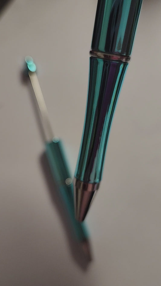 Beadable Pen Blanks- Blue Chrome