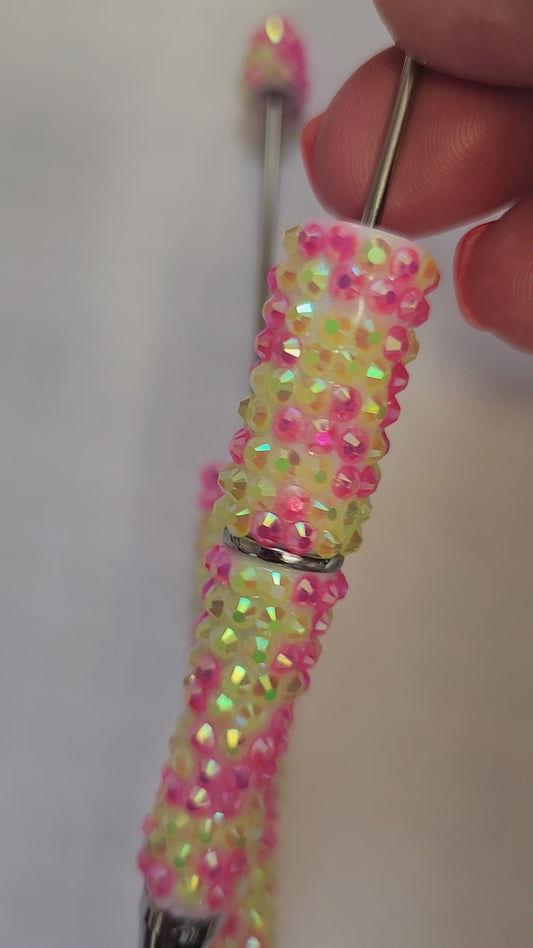 Beadable Rhinestone Pen Blanks- Pink Lemonade
