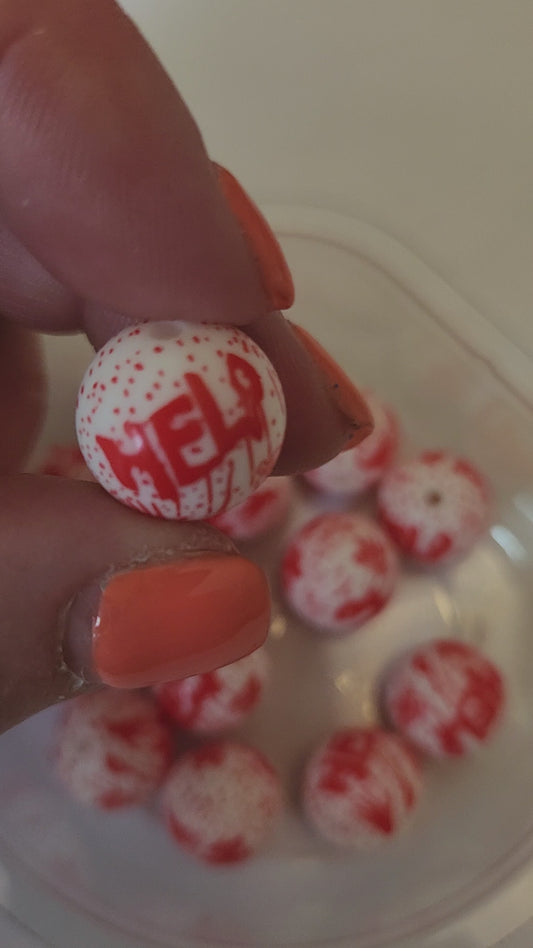 15mm Printed Silicone Beads-True Crime 2