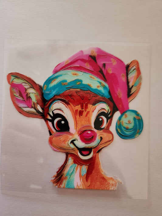 UVDTF Decal- Red Nose Reindeer