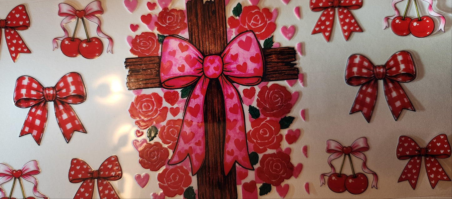 UVDTF Wrap- 16oz Cherry Bow Cross