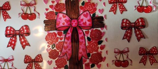 UVDTF Wrap- 16oz Cherry Bow Cross