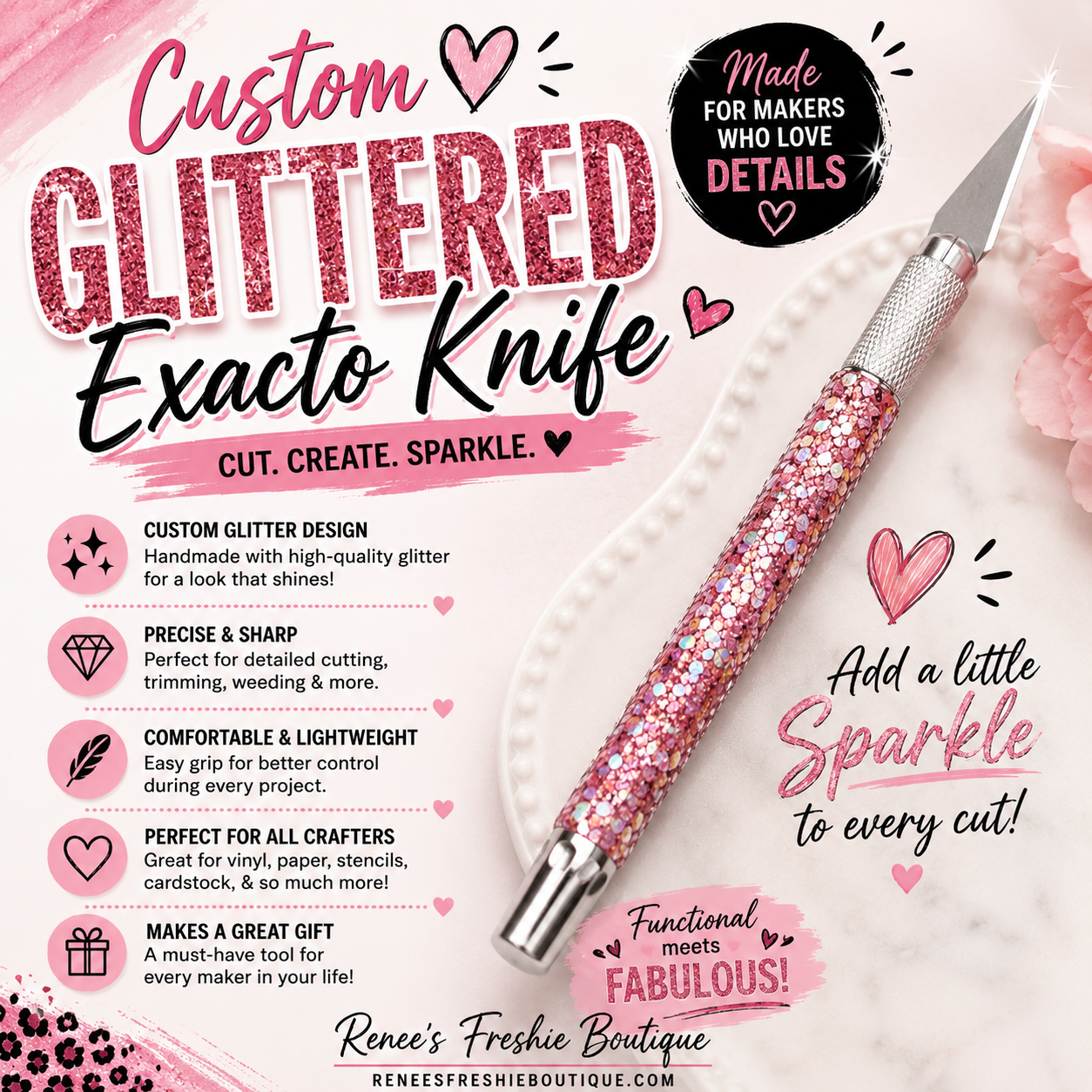 Custom Glittered Exacto Knife