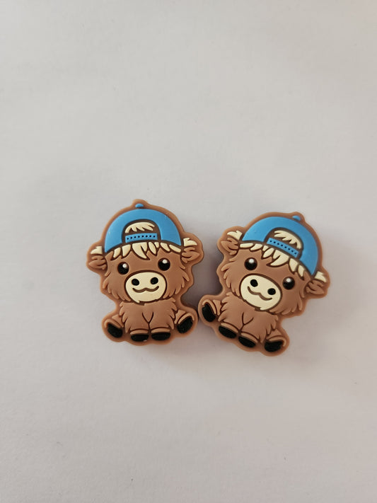 2D Silicone Focal- Cow With Hat