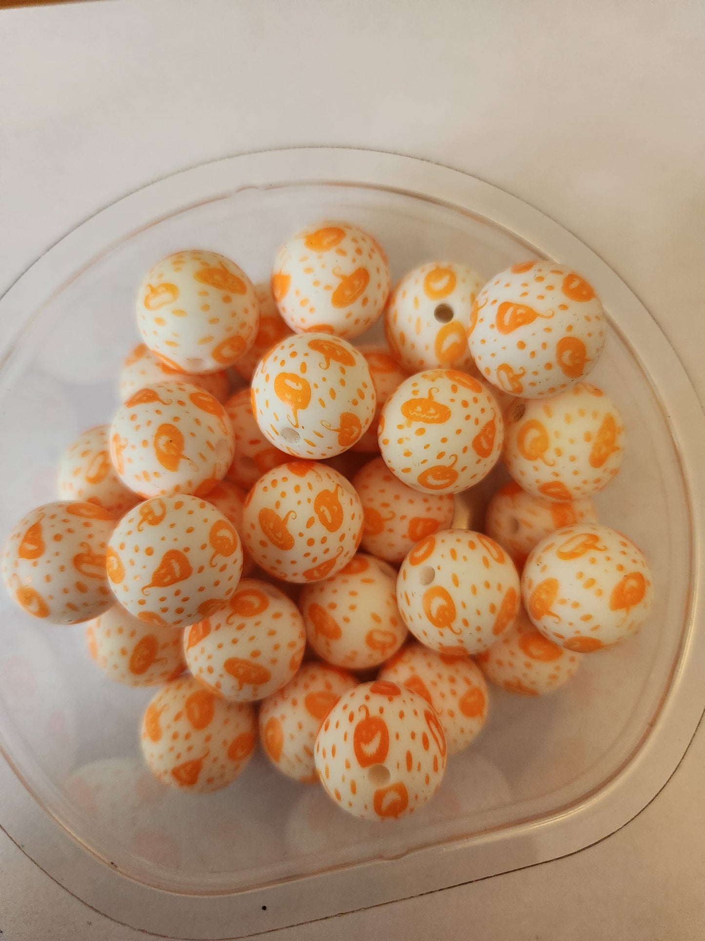 15mm Printed Silicone Beads- Pumpkins