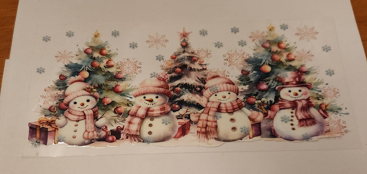UVDTF 16oz Cup Wrap- Pink Snowmen
