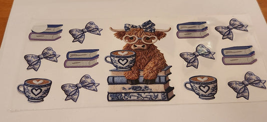 UVDTF 16oz Cup Wrap- Bookish Cow