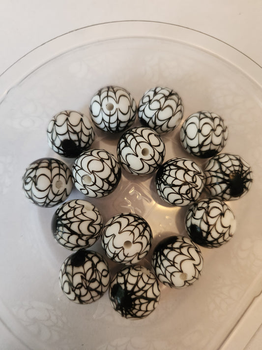 15mm Printed Silicone Beads- Spider & Web