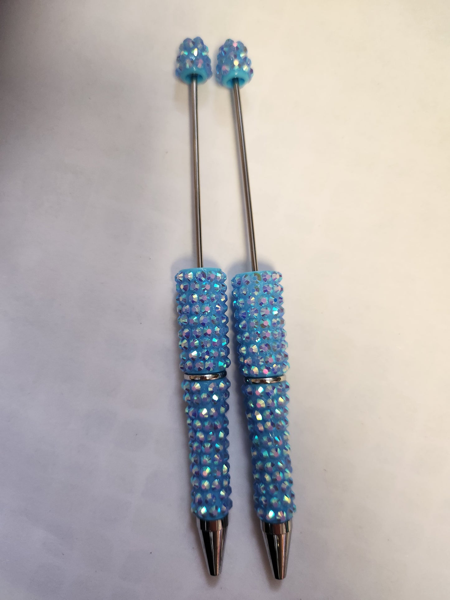 Beadable Rhinestone Pen Blanks- Light Blue