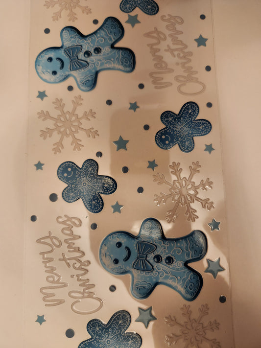 Cup Wrap- Blue Gingerbread