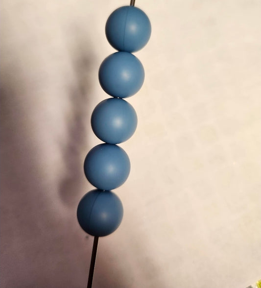 15mm Silicone Beads- Dusty Blue