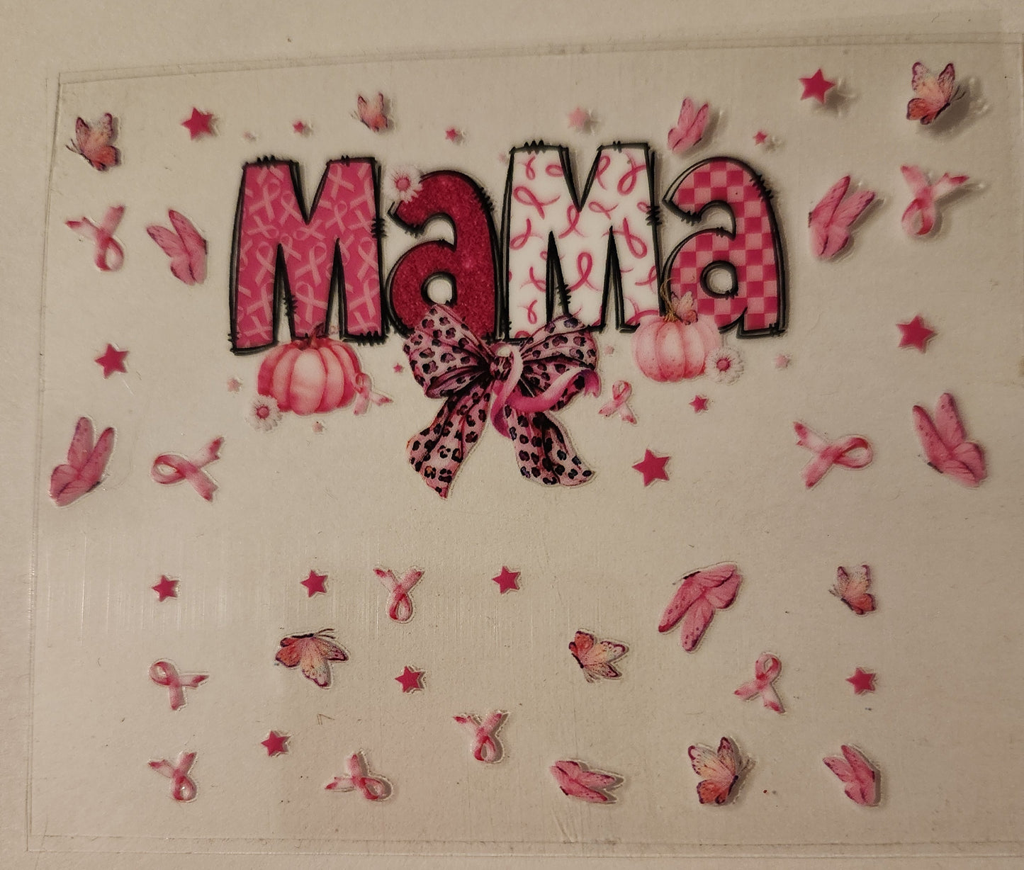 UVDTF Mini Tumbler Keychain Wrap (single) Mama Pink Ribbon