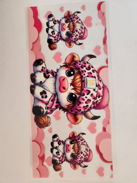 Cup Wrap- Cute Cow Pink Hat