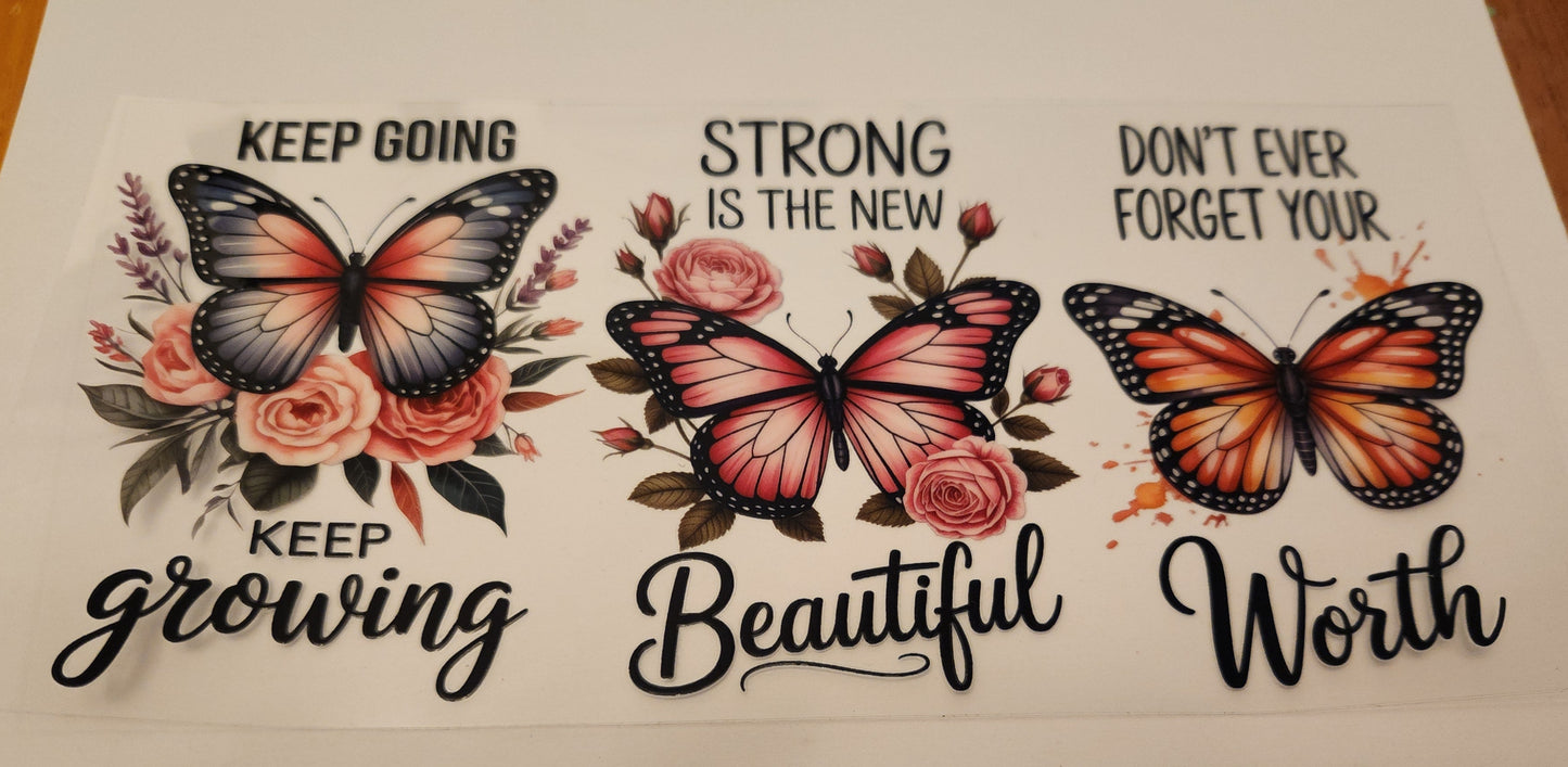UVDTF Decal- Keep Growing Butterflies