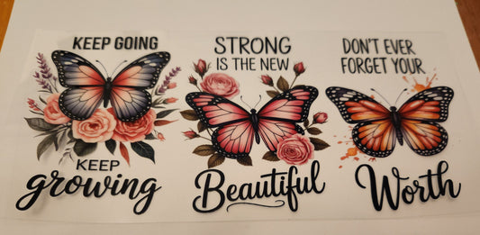 UVDTF Decal- Keep Growing Butterflies