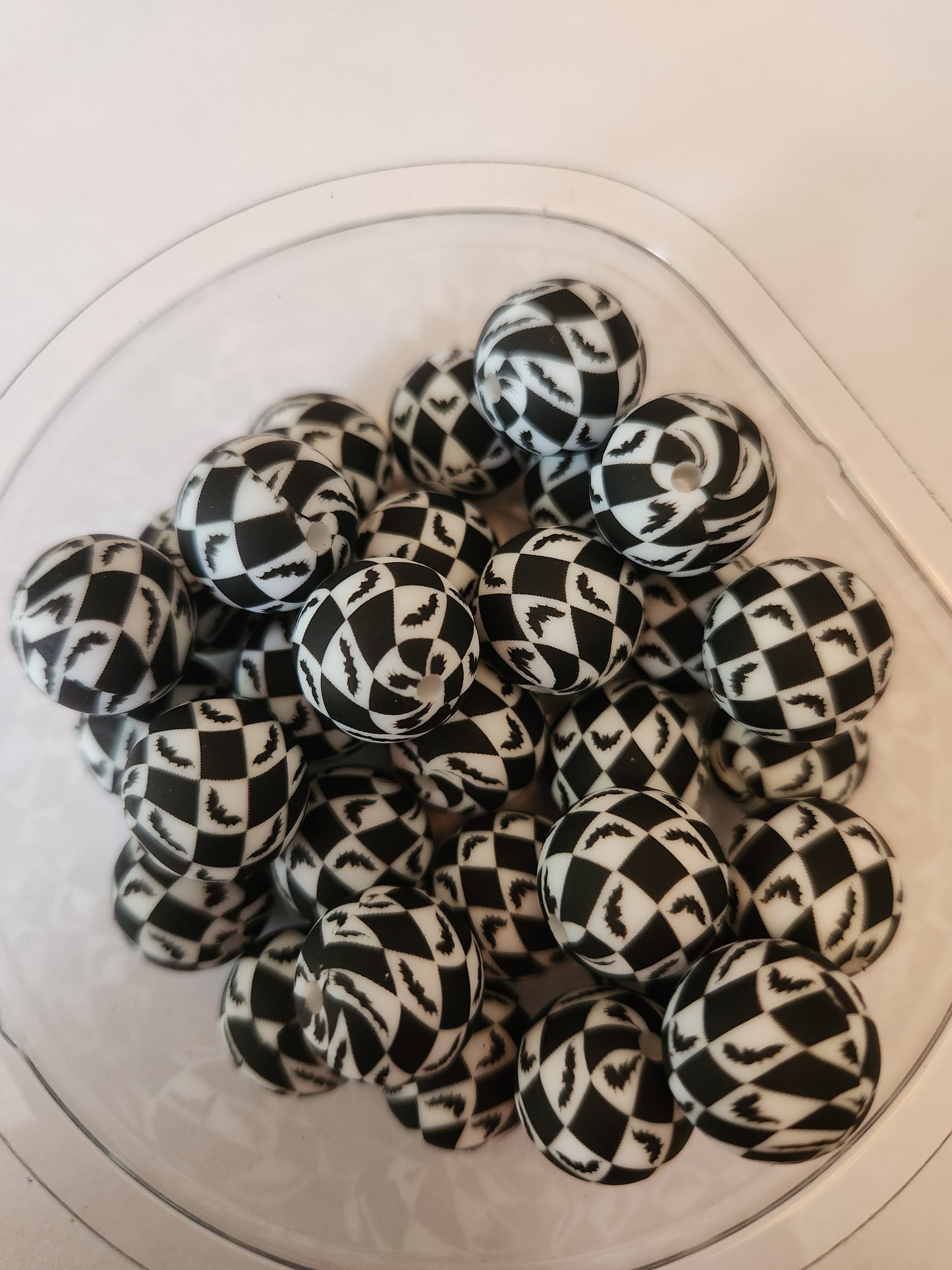 15mm Printed Silicone Beads- Checkered Bats