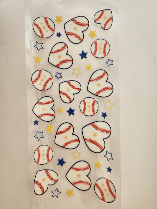Cup Wrap- Baseball Hearts
