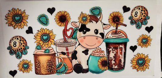 UVDTF 16oz Wrap- Cows & Coffee
