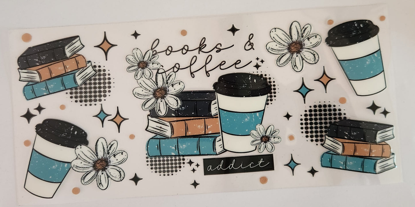 UVDTF Wrap 16oz- Books & Coffee