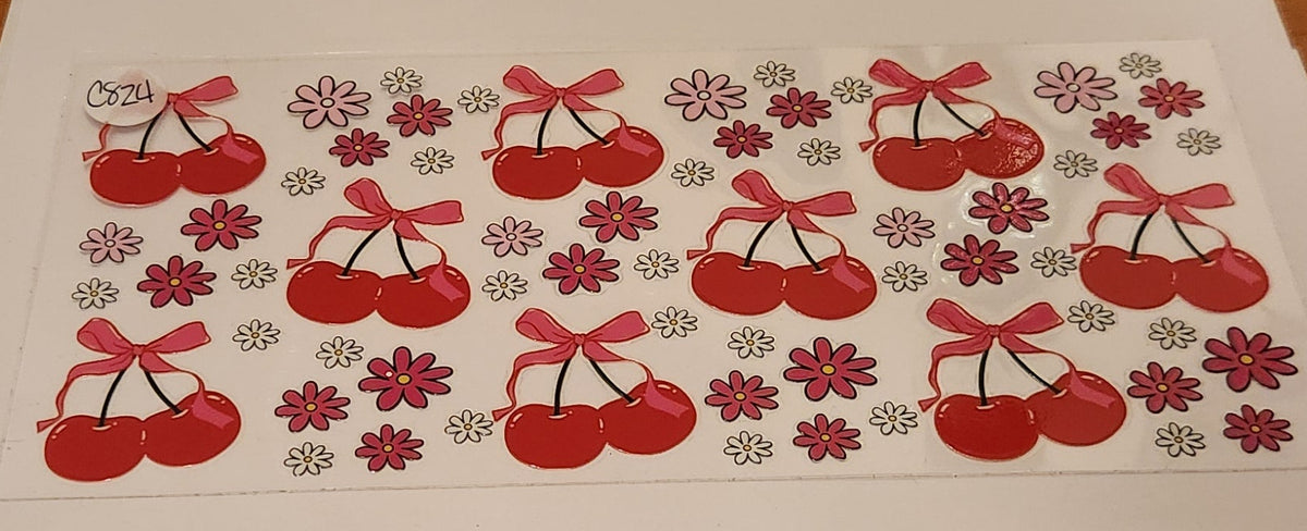 UVDTF 16oz Cup Wrap- Cherries & Flowers