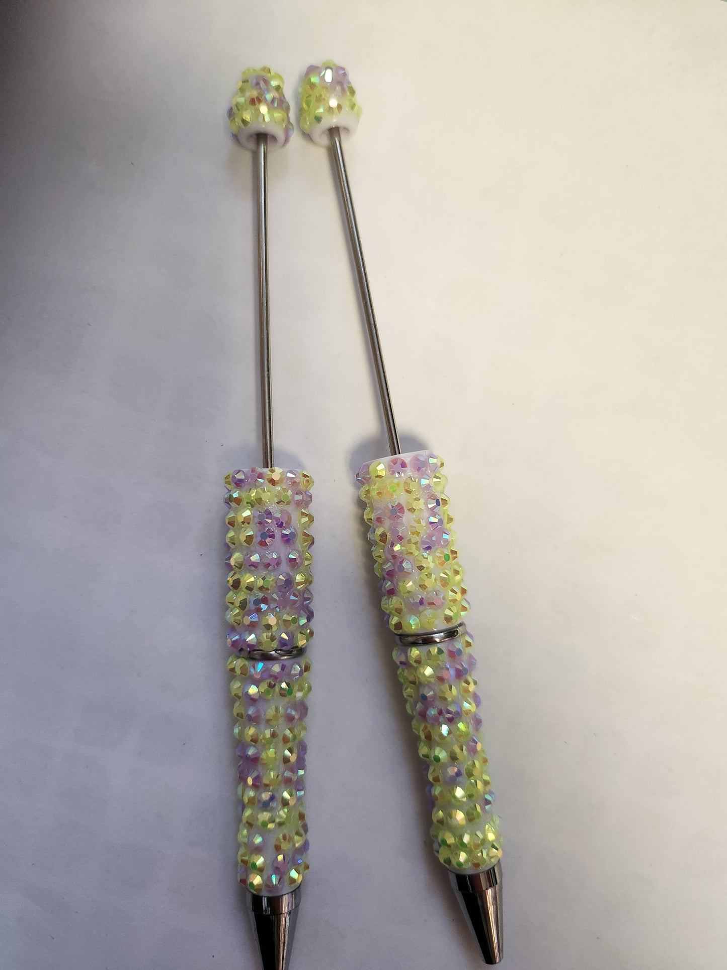 Beadable Rhinestone Pen Blanks- Multi - yellow