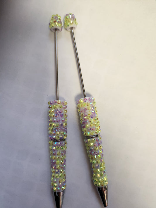 Beadable Rhinestone Pen Blanks- Multi - yellow