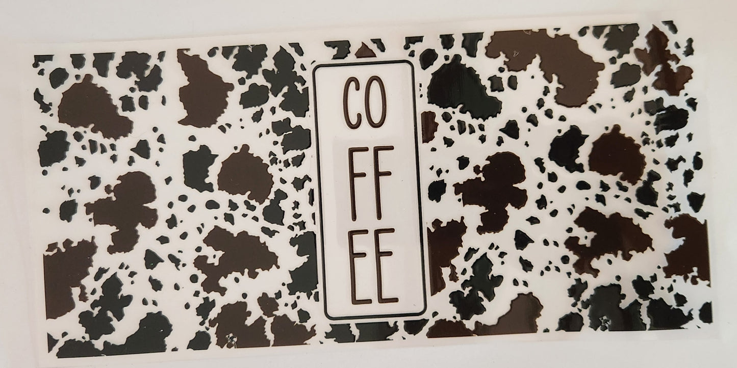 UVDTF Wrap 16oz- Coffee Cow Print