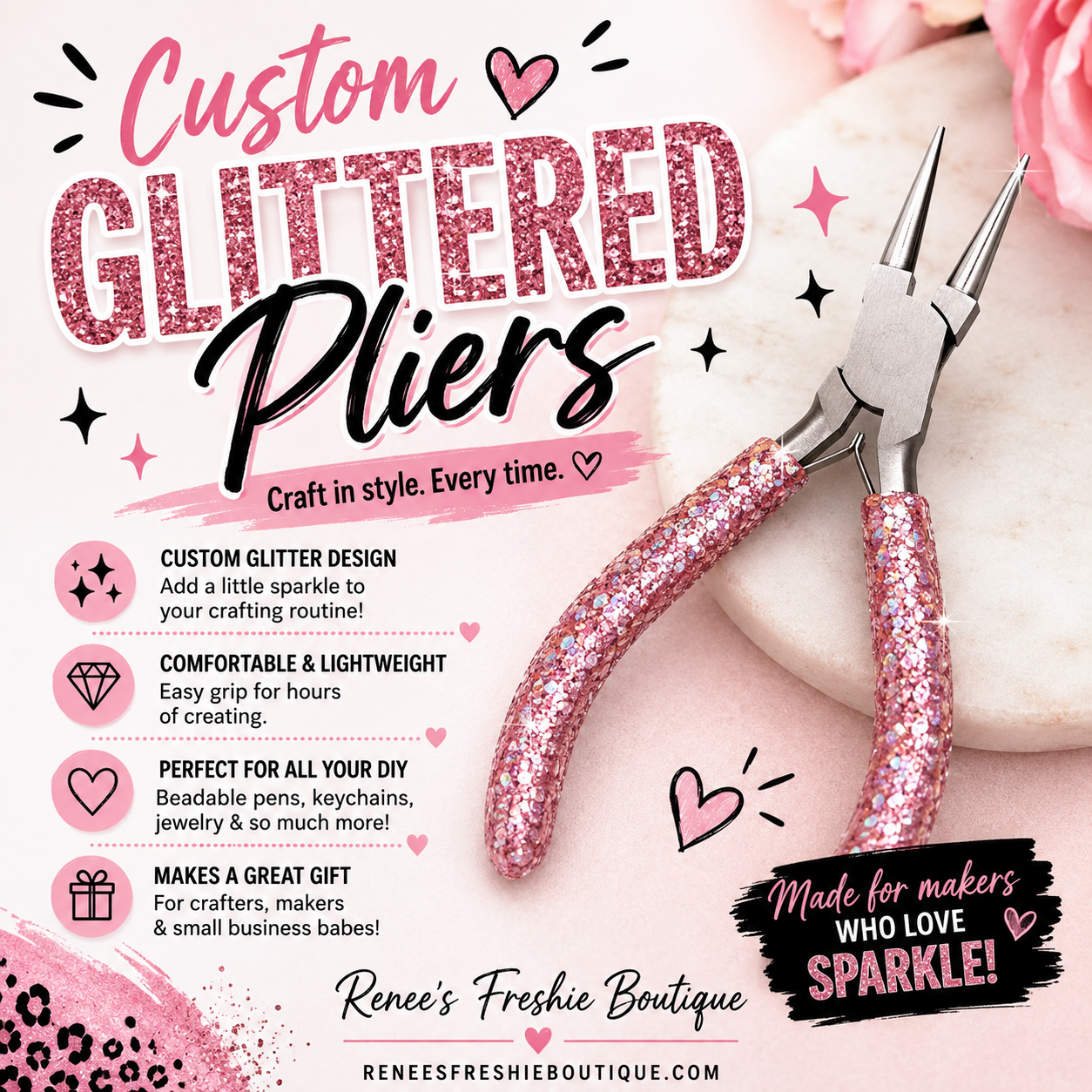 Custom Glittered Crafting Pliers