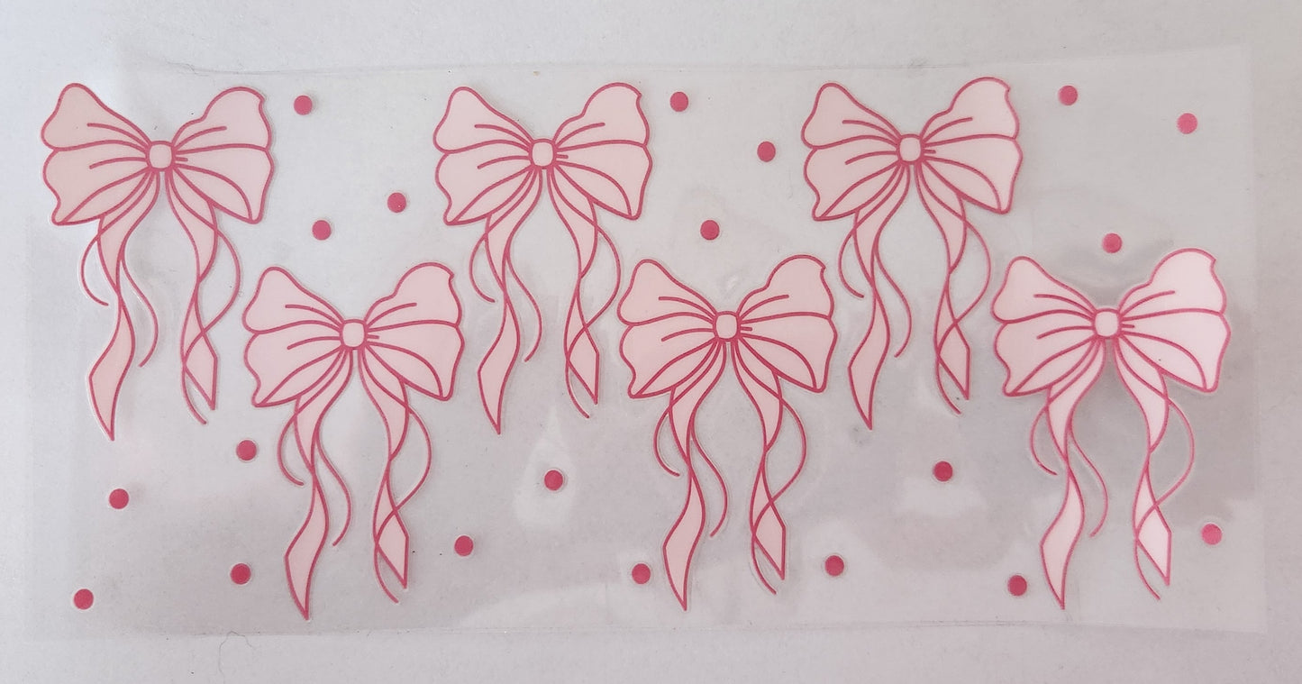 UVDTF Wrap 16oz- Pink Bows (small Pink polka-dot)