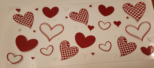 UVDTF Wrap 16oz- Checkered Hearts