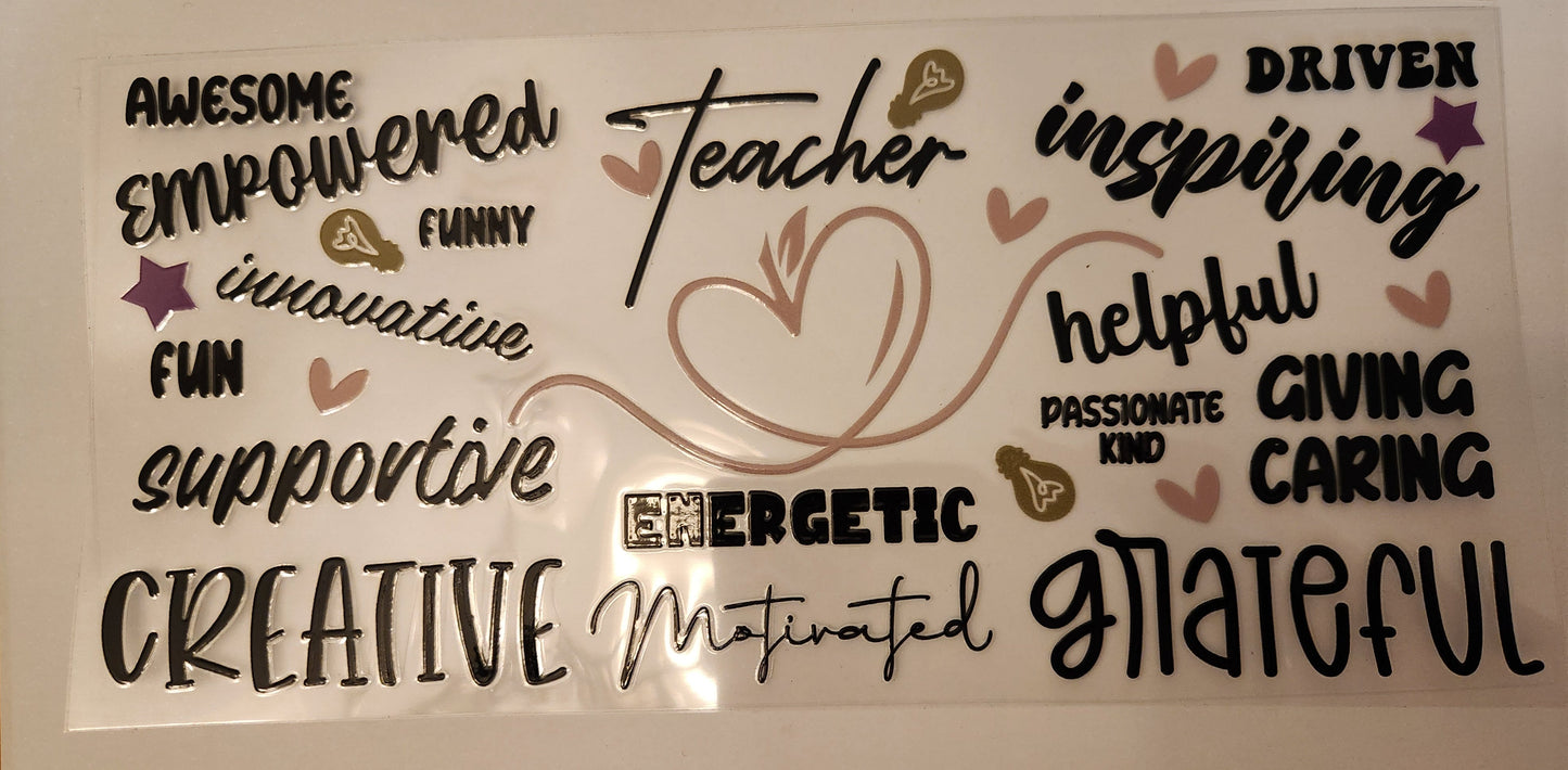 UVDTF Decal- Teacher Affirmations