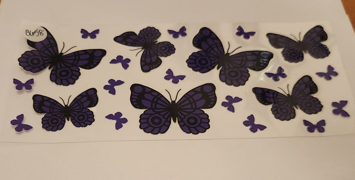 UVDTF 16oz Cup Wrap- Purple Butterflies
